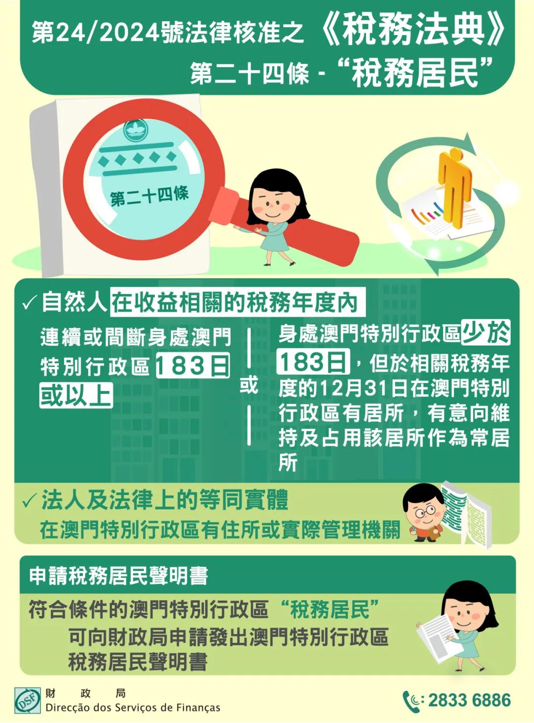 第24/2024號法律核准之《稅務法典》第二十四條 - “稅務居民”