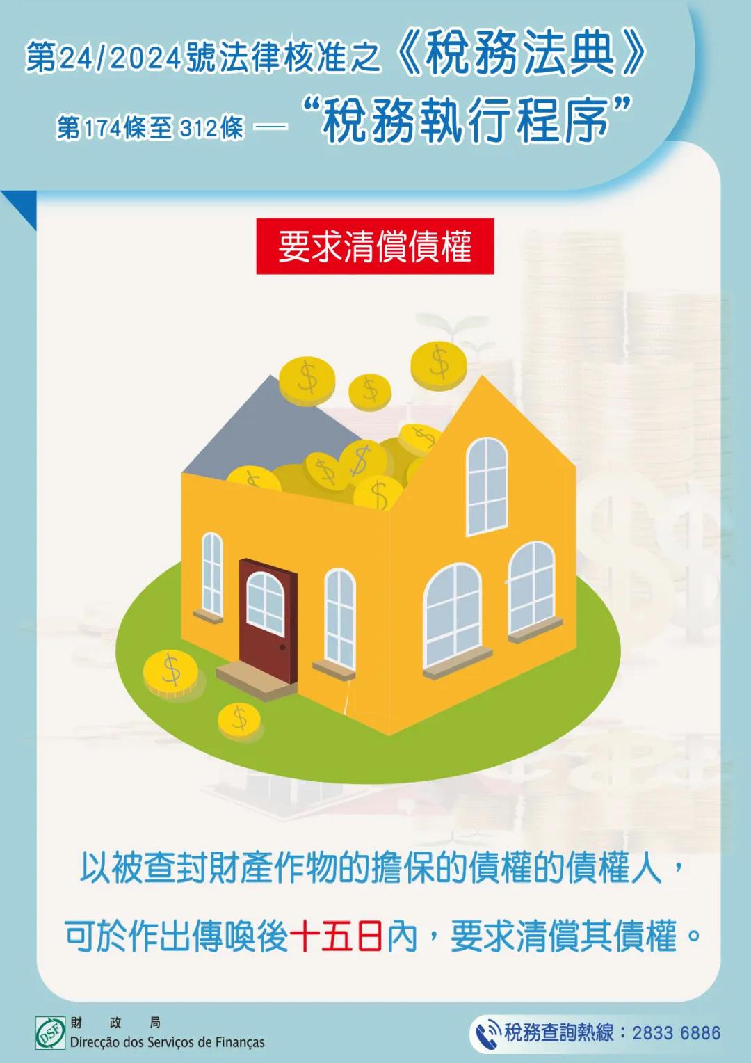 第24/2024號法律核准之《稅務法典》第一百七十四條至第三百一十二條 — “稅務執行程序” — 要求清償債權