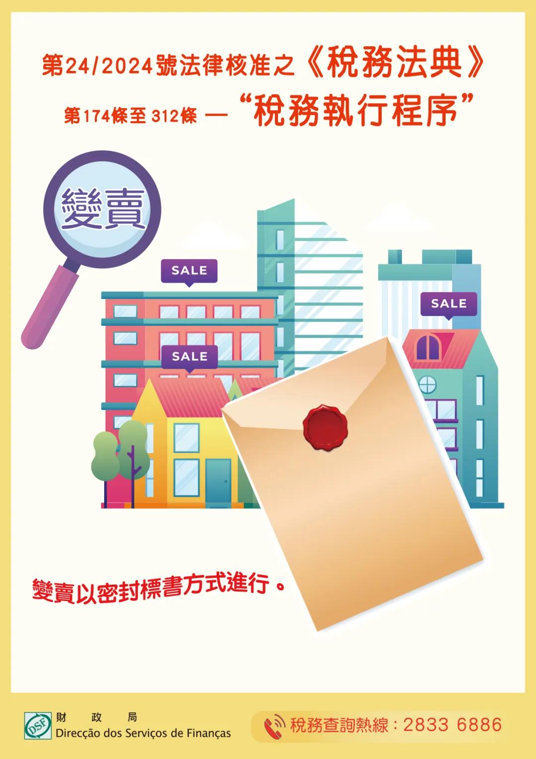 第24/2024號法律核准之《稅務法典》第一百七十四條至第三百一十二條 — “稅務執行程序” — 變賣